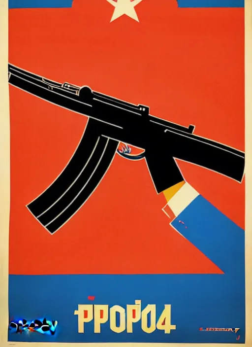 Image similar to soviet propaganda poster of a ak - 4 7, socialist realism. by alexander zelensky, viktor deni, havrylo pustoviyt