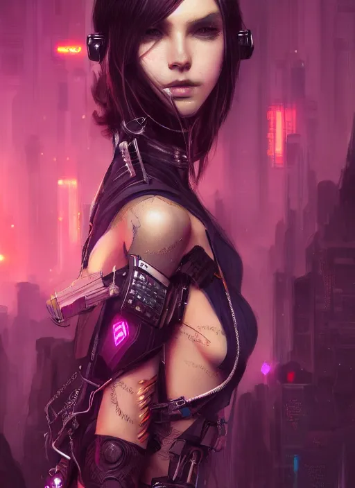 Image similar to teen elf, cyberpunk rigger, black hair, gorgeous, amazing, elegant, intricate, highly detailed, digital painting, artstation, concept art, sharp focus, illustration, art by ross tran