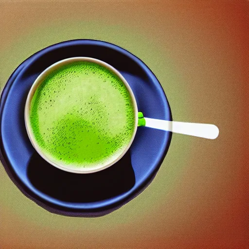 Image similar to A photorealistic photograph of Cup of Matcha Green tea, 2022