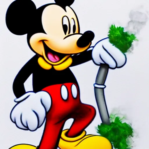 Image similar to mickey mouse smoking weed