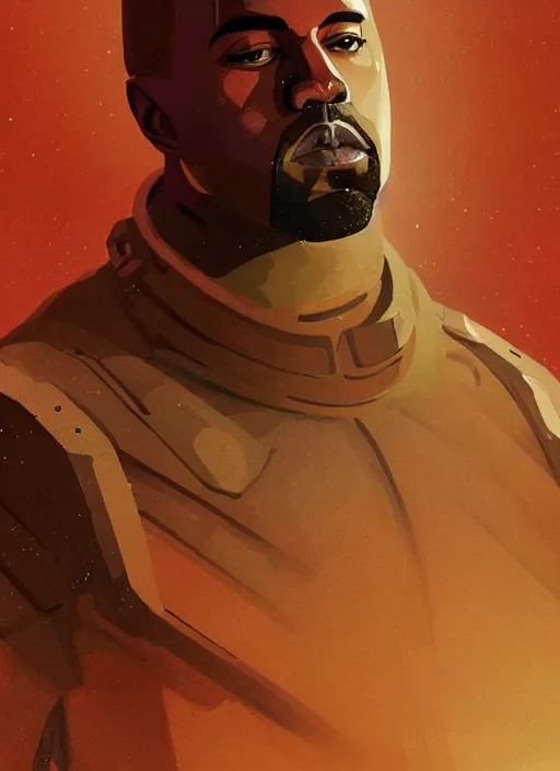 Prompt: pinted portrait of kanye west as a dieselpunk astronaut by greg rutkowski, he is about 3 0 years old, short blond hair, athletic and strong, straight jaw, wearing futuristic space gear, highly detailed portrait, digital painting, artstation, concept art, smooth, sharp foccus ilustration, artstation hq.