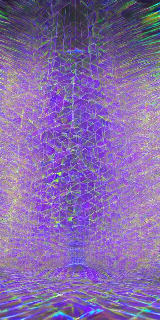 Image similar to a hyper realistic holographic sculpture of surreal quantum levitation, digital art, high concept, fractal crystals, recursive, exponential, prismatic, caustics, lens flares, 8K