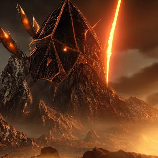 Prompt: sauron eye watching the the great battle of the middle earth, cinematic light, unreal engine