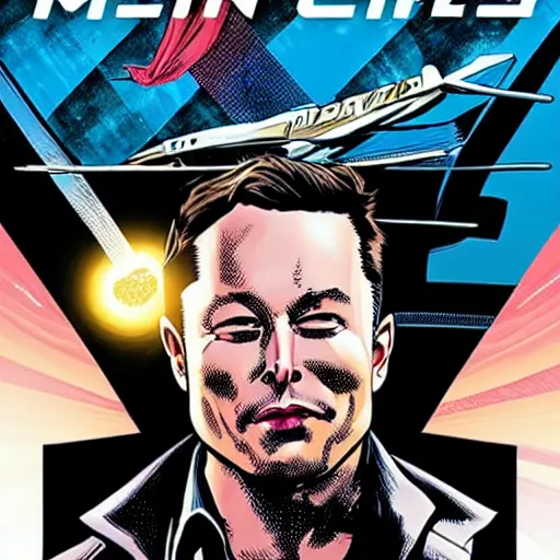 Image similar to elon musk as dc comic cover