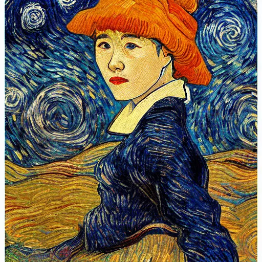 Prompt: IU, Gogh's style highly detail