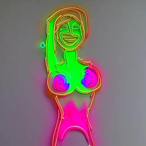 Image similar to 3 d neon art of a womens body, highly detailed