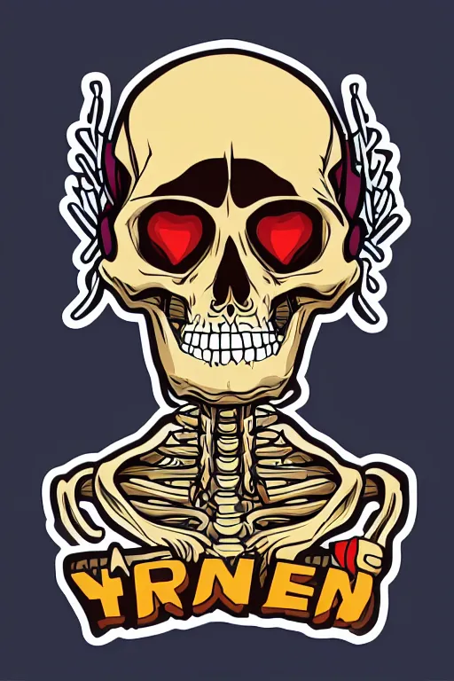 Image similar to A portrait of a skeleton that is a gangster, sticker, colorful, illustration, highly detailed, smooth and clean vector curves, no jagged lines, vector art, smooth