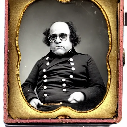 Image similar to daguerreotype photograph of danny devito as a civil war general