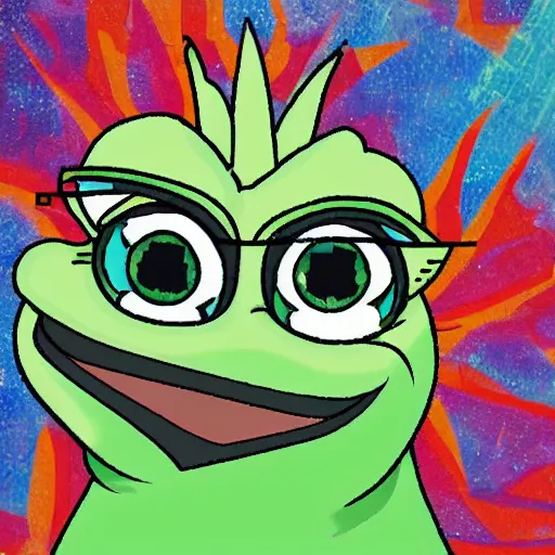 Image similar to pepe worship giant crystal