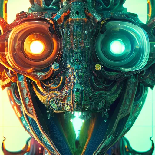 Image similar to portrait of a squid monster. intricate abstract. cyberpunk, intricate artwork. neon eyes, by Tooth Wu, wlop, beeple. octane render, trending on artstation, greg rutkowski very coherent symmetrical artwork. cinematic, hyper realism, high detail, octane render, 8k