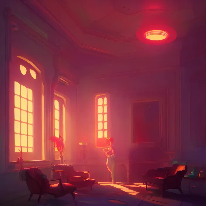 Prompt: subsurface scattering, beautiful interior of a stunning mansion in space, vibrant colors, atey ghailan, delphin enjolras, goro fujita, makoto shinkai, rim light, exquisite lighting, octane render, very coherent, trending on artstation