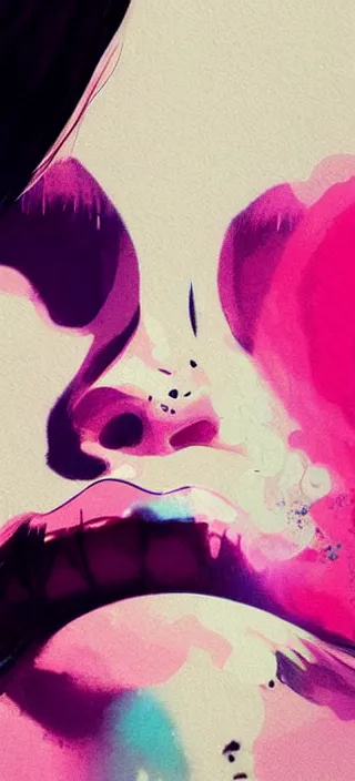 Prompt: extreme closeup of smoke from a young woman's mouth, closeup!!, thick swirling smoke everywhere, by conrad roset, brush strokes, trending on artstation