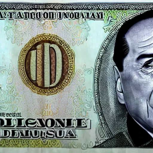 Image similar to Silvio Berlusconi depicted in Kurdish dollar