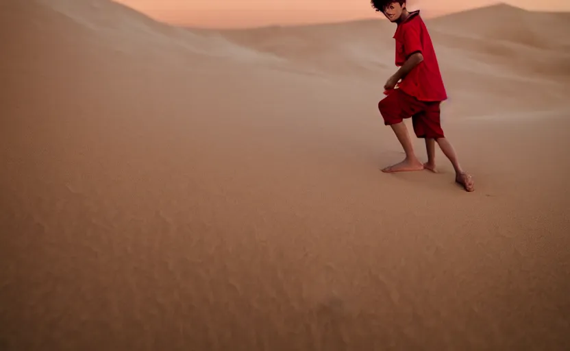 Image similar to a luffy in sand dunes, photography