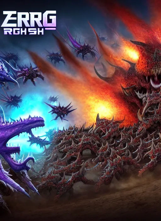 Image similar to photo of zerg rush, realistic, 8 k