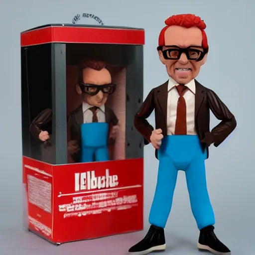 Image similar to eric morecambe, stop motion vinyl action figure, plastic, toy, butcher billy style