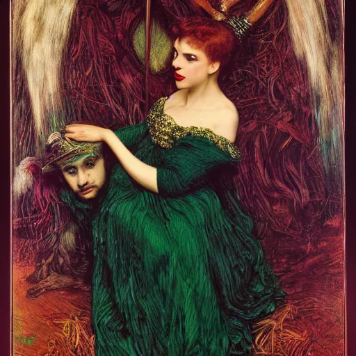 Image similar to portrait of a hybrid of judy garland and lady gaga, holman hunt, john william waterhouse, kilian eng, rosetti, john everett millais, william holman hunt, 4 k