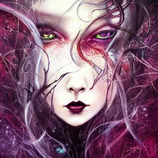 Prompt: just art for dark metal music, no words, no letters, no people, only art by anna dittmann