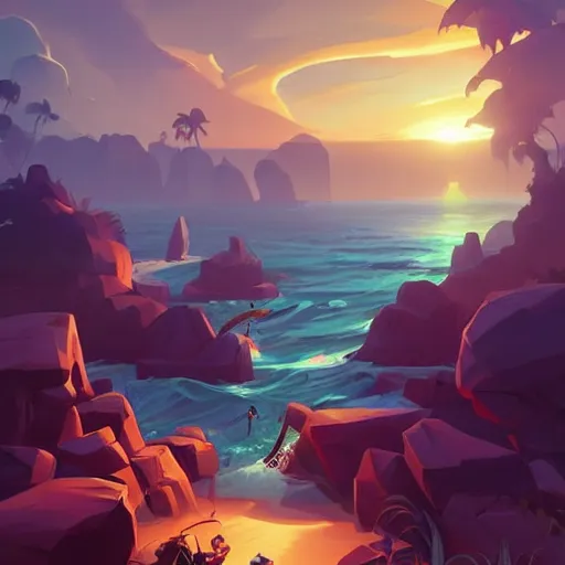 Image similar to painting treasure on sea of thieves game smooth median photoshop filter cutout vector, behance hd by jesper ejsing, by rhads, makoto shinkai and lois van baarle, ilya kuvshinov, rossdraws global illumination