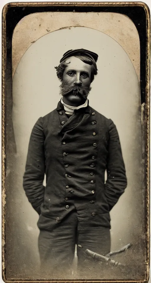 Image similar to a highly detailed digital collodion photograph, a portrait of a steamboat captain