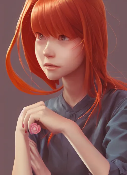 Image similar to highly detailed portrait of asuka langley soryu, stephen bliss, unreal engine, loish, rhads, makoto shinkai and lois van baarle, ilya kuvshinov, rossdraws, tom bagshaw, global illumination, radiant light, detailed and intricate environment