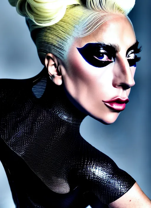 Image similar to lady gaga vogue photoshoot by nick knight editorial studio lighting Highly realistic. High resolution. Highly detailed. Dramatic. 8k.4k.