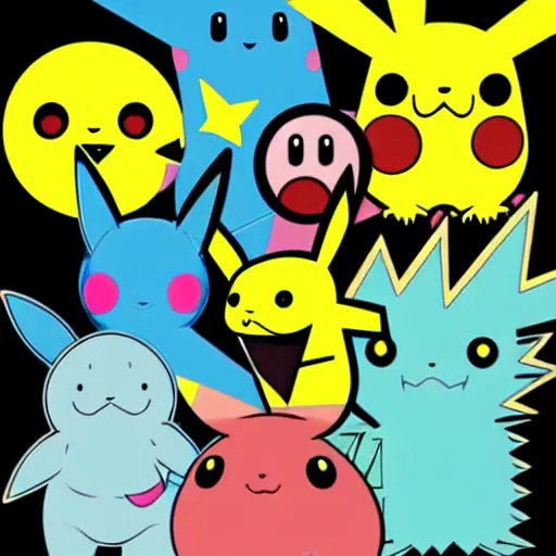 Prompt: pokemon vector illustration drawn by andy warhol, weird pokemon, mystery pokemon, intricate detailed painting, illustration sharp detail, manga 1 9 9 0