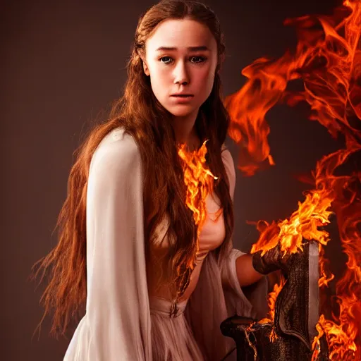 Prompt: full body of alycia debnam carey as a pyromancer , aruze colour aura, dreamwalker, EOS R5, f/2.8, HDR, studio light, medium close shot, dynamic pose, award winning photograph, Alphonse Mucha style