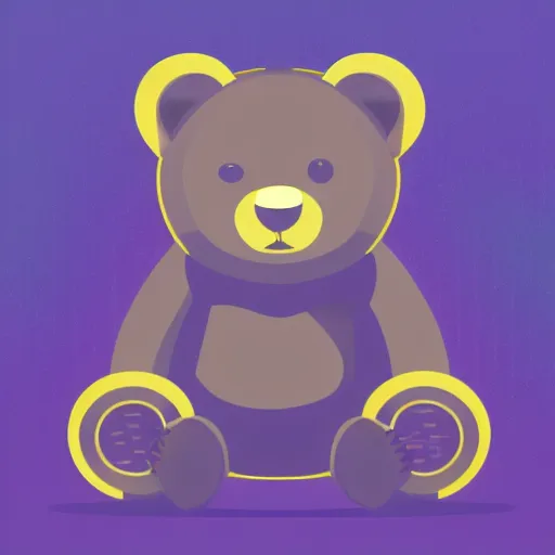 Image similar to podcast vector logo of cute cuddly bear listening to music, podcast, microphone, melodic, dreamy, isometric, adorable, octane render, golden ratio, 4k UHD, iconic design