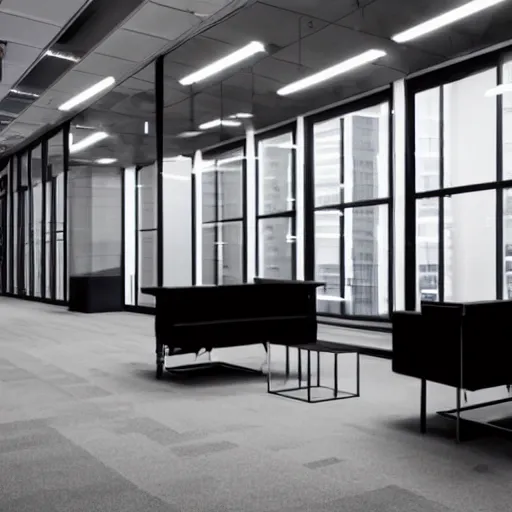 Prompt: dark empty urban office, midnight scary, award-winning photography 4k