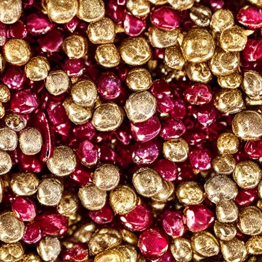 Image similar to 4 4 tiny rubies embedded in an engraved 1 8 k gold plate macro photo deviant realistic