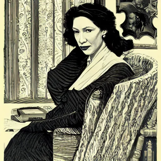 Prompt: portrait of write clarice lispector, by j. c. leyendecker