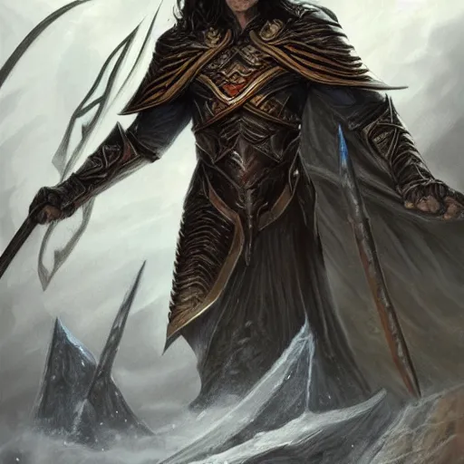 Prompt: Fingolfin before the gates of Angband, Silmarillion, fantasy, concept art, high detail, artist Magali Villeneuve