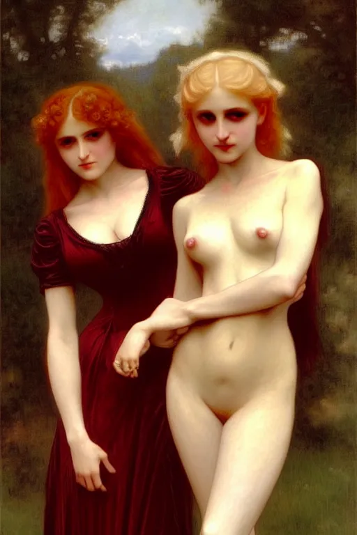Prompt: victorian vampire blondes group, painting by rossetti bouguereau, detailed art, artstation