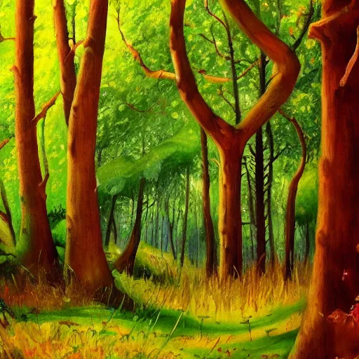 Prompt: a beautiful painting of a forest by george varodi. trending on artstation
