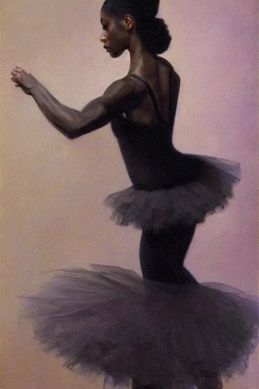 Prompt: portrait of a gorgeous graceful black prima ballerina, by donato giancola and berthold woltze.