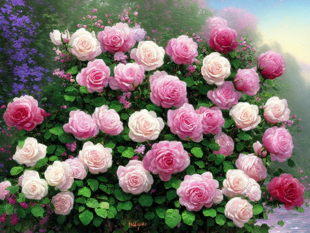 Prompt: brier roses, style thomas kinkade