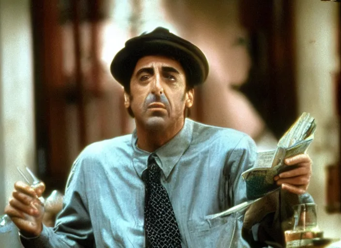 Image similar to film still of !!!!Al Pacino!!! as Everett in Oh Brother Where Art Thou 2000, 4k