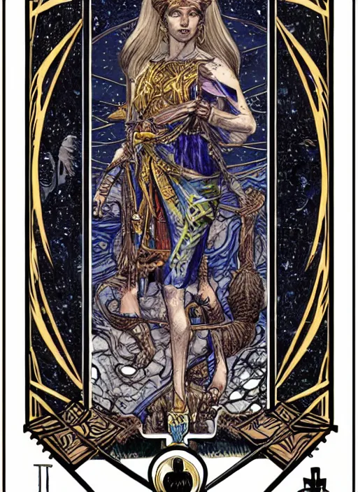 Prompt: tarot card template layout _ by _ filipe _ pagliuso _ and _ justin _ gerard _ symmetric _ fantasy _ highly _ detailed _ realistic _ intricate _ port