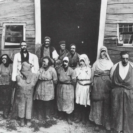 Image similar to A rare 1938 picture of the Frumaji - a sepratist sect of Pennsyvania farmers who worshiped a giant potato