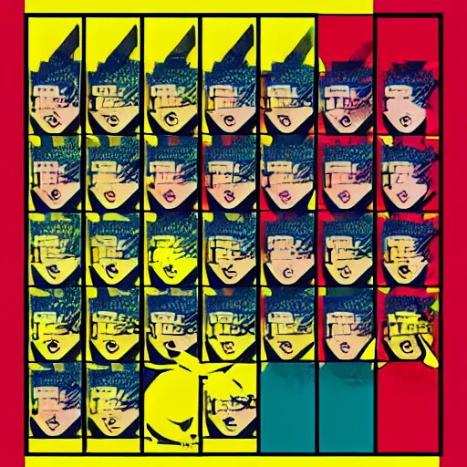 Image similar to pokemon gold version cover art in the style of andy warhol