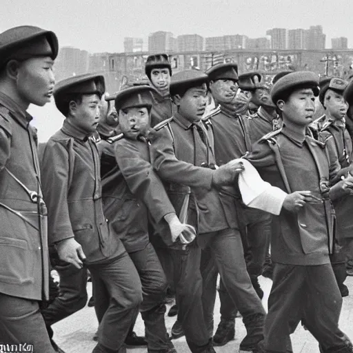 Image similar to The Red Guards are members of the student and school youth detachments created in 1966-1967 in China. Social realism.