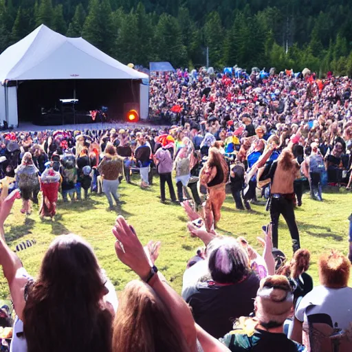 Prompt: fallen Bigfoot band Sasquatch concert big rock arena show Sasquatch on stage