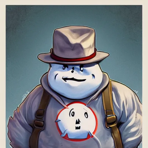 Image similar to the ghostbusters marshmallow man wearing timberlands and a yankee hat smoking a joint walking threw new york city, highly detailed portrait, digital painting, artstation, concept art, smooth, sharp foccus ilustration, artstation hq
