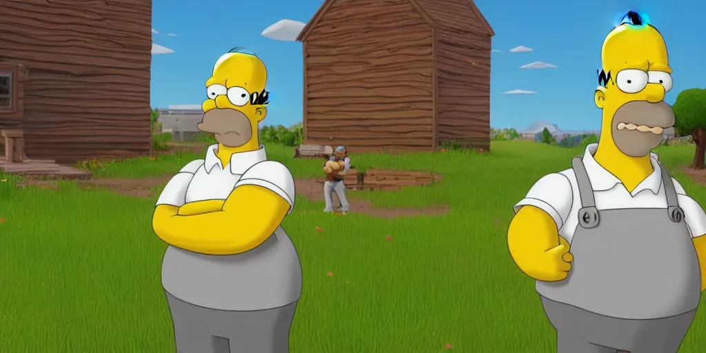 Prompt: realistic man that looks like homer simpson as a fortnite skin. high quality 8 k resolution