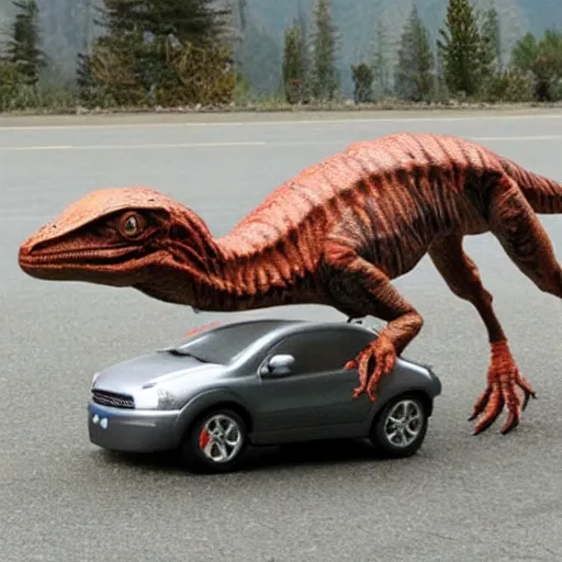 Prompt: velociraptor as a car