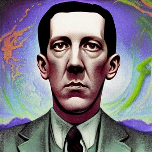 Image similar to h p lovecraft releasing his early 2 0 0 0's techno album, cool colors