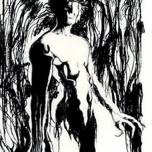 Prompt: the sandman by neil gaiman drawn by ben templesmith