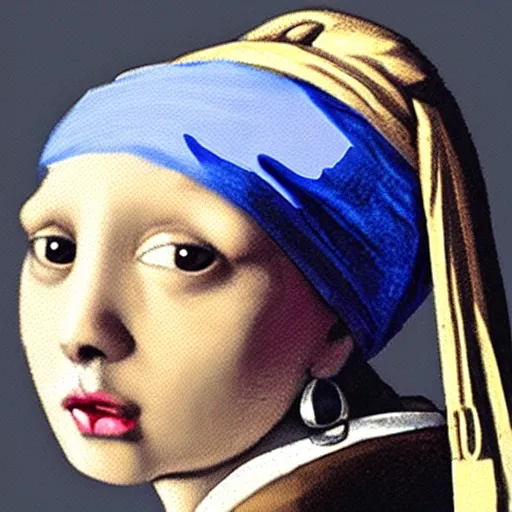 Image similar to girl with a pearl earring as a dog, very detailed