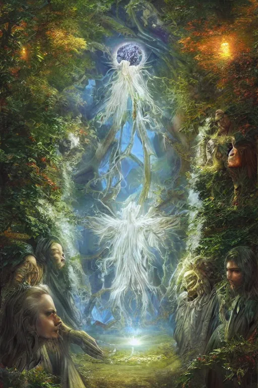 Image similar to tree of life, four seasons, volymetric light, highly detailed matte painting by noriyoshi ohrai, by charlie bowater, by mark brooks